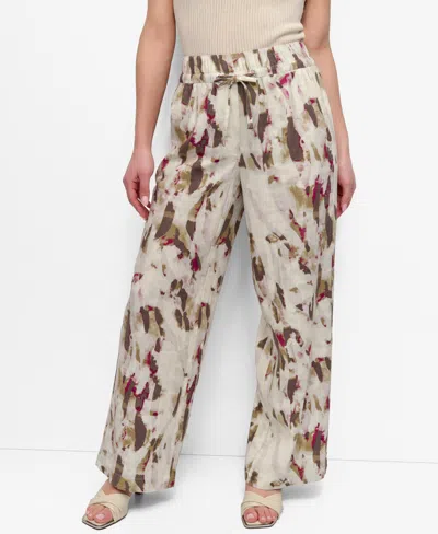 Dkny Women's Printed Wide-leg Drawstring Pants