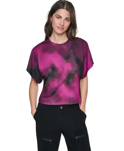 Dkny Women's Printed Wide-sleeve T-shirt In Purple