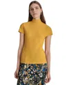 Dkny Pucker Knit Top In Goldenrod