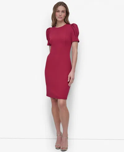 Dkny Women's Puff-sleeve Sheath Dress In Pink