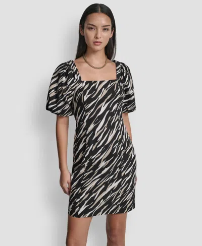 Dkny Zebra Print Puff Sleeve Minidress In Multi