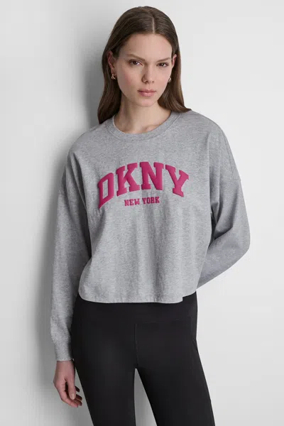 Dkny Women's Puff Varsity Logo Long Sleeve T-shirt In Multi