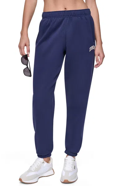 Dkny Women's Puff Varsity Logo Mid-rise Jogger Pants In Blue