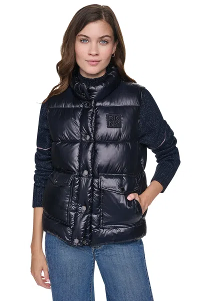 Dkny Women's Puffer Jacket Vest In Blue