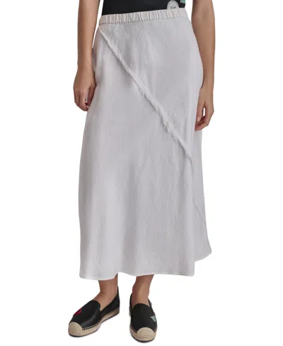 DKNY WOMEN'S PULL-ON FRINGE-TRIM LINEN SKIRT