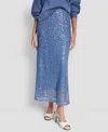 Dkny Pull-on Sequin Midi Skirt In Blue