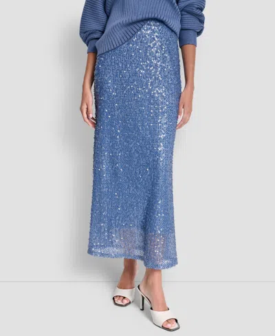 Dkny Women's Pull-on Knit Sequin Skirt In Blue