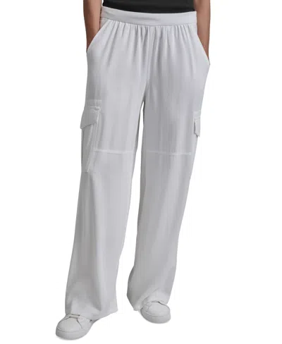Dkny Women's Pull-on Twill Wide-leg Cargo Pants In White