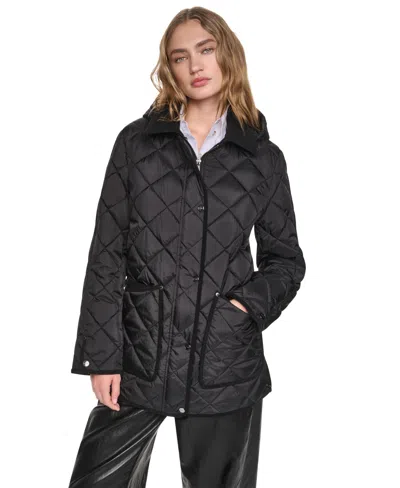 Dkny Women's Quilted Barn Coat In Black
