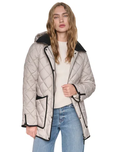 Dkny Women's Quilted Barn Coat In Neutral
