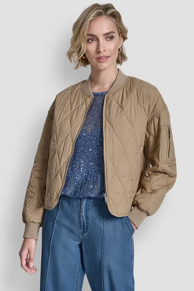 Dkny Women's Quilted Bomber Jacket In Brown