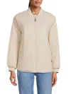 Dkny Women's Quilted Bomber Jacket In Cream
