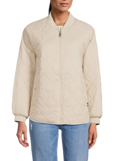 Dkny Women's Quilted Bomber Jacket In Cream