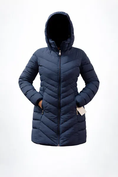 Dkny Women's Quilted Hooded Puffer Coat In Navy Blue