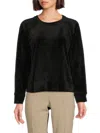 Dkny Women's Raglan Sleeve Velour Sweatshirt In Black