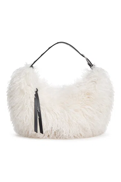 Dkny Women's Ranna Faux Fur Large Hobo Bag In Natural/black