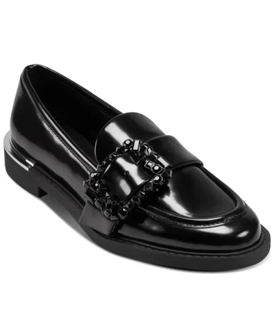 Dkny Women's Ravish Buckled Round Toe Loafers In Black