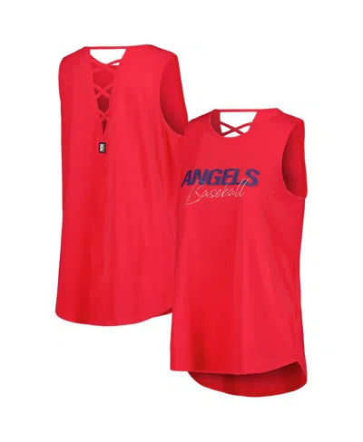 Dkny Women's Red Los Angeles Angels Claire Fashion Tri-blend Tank Top