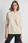 Dkny Women's Relaxed Long Sleeve High V-neck Sweater In Neutral