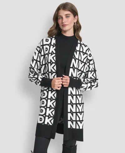 Dkny Women's Repeat Logo Open-front Cardigan Sweater In Multi