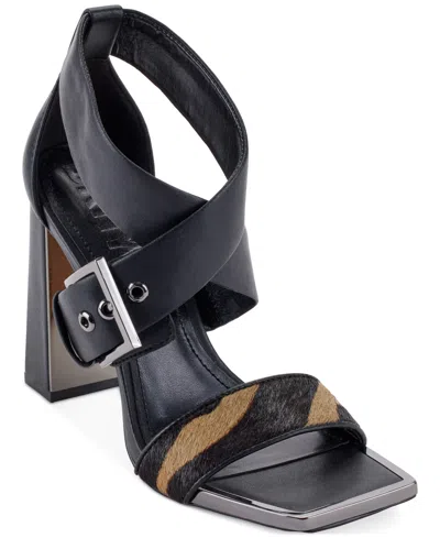 Dkny Women's Revelyn Crisscross Ankle-strap Dress Sandals In Black,latte