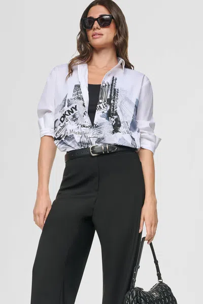 Dkny Women's Rhinestone City Shirt In White