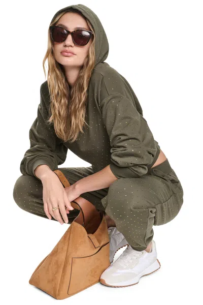 Dkny Women's Rhinestone Hoodie In Animal Print