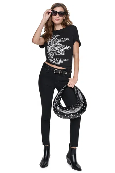 Dkny Women's Rhinestone Neighborhood T-shirt In Burgundy