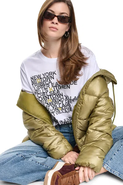 Dkny Women's Rhinestone Neighborhood T-shirt In Yellow