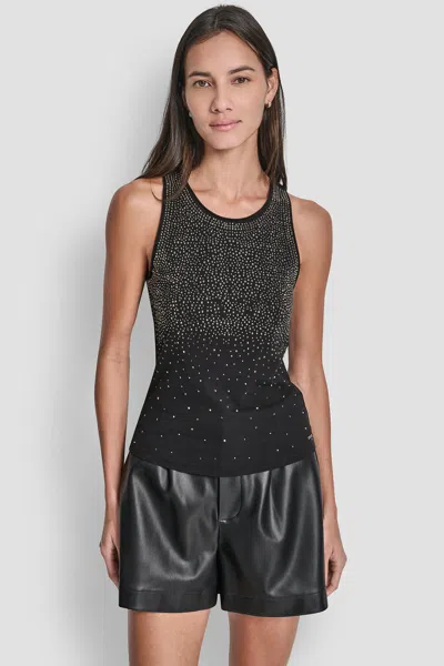 Dkny Women's Rhinestone Ombre Embellished Tank In Black