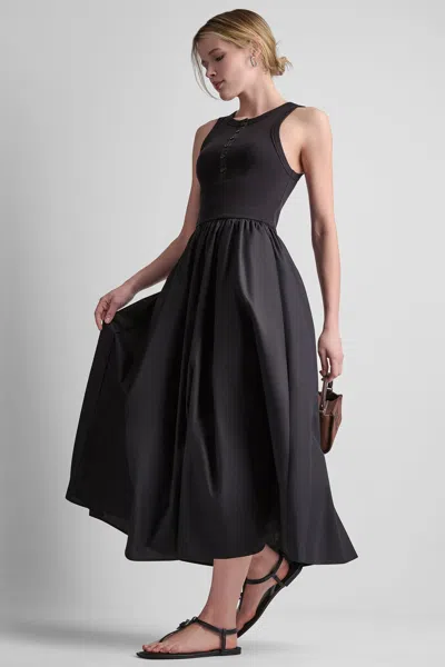 Dkny Women's Rib Henley Tank Maxi Dress In Black
