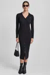 Dkny Women's Rib-knit Midi Polo Dress In Black
