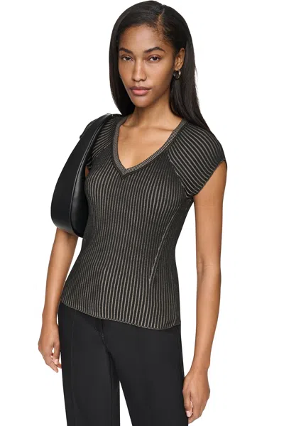 Dkny Women's Rib Knit Sweater In Black