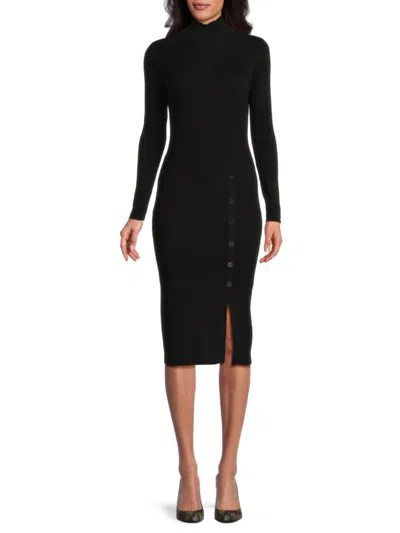 Dkny Women's Ribbed Bodycon Midi-dress In Black
