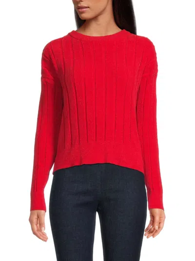 Dkny Women's Ribbed Drop Shoulder Sweater In Red