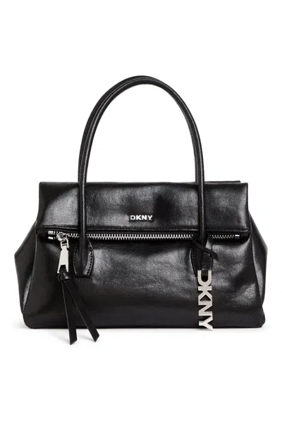 Dkny Women's Rivington Medium Logo Satchel In Black/silver