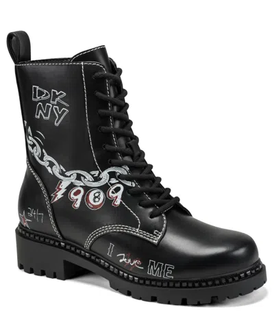 Dkny Women's Rixie Lace-up Charms Booties In Black