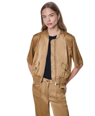Dkny Women's Roll Tab Contrast Stitch Glazed Jacket In Brown