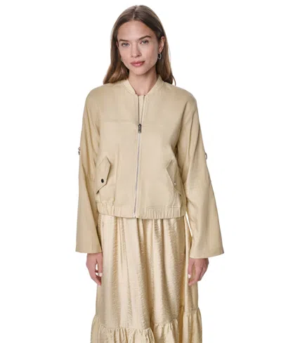 Dkny Women's Roll Tab Linen Bomber Jacket In Multi