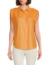 Dkny Women's Roll Tab Sleeve Shirt In Canteloupe