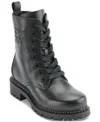 Dkny Rommily Womens Lace-up Faux Leather Combat & Lace-up Boots In Black