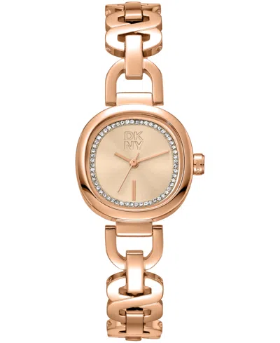 Dkny Women's Rose Gold Crystal Accented Dial Rose-gold Tone Stainless Steel Open Link Bracelet Watch, 24m