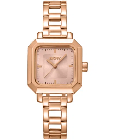 Dkny Women's Rose Gold Dial Open Link Rose-gold Tone Stainless Steel Bracelet Watch, 27 X 27mm In Pink
