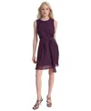Dkny Women's Round-neck Sleeveless A-line Dress In Raisin