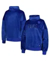 Dkny Women's Royal Los Angeles Rams Deliliah Rhinestone Funnel Neck Pullover Sweatshirt In Royal