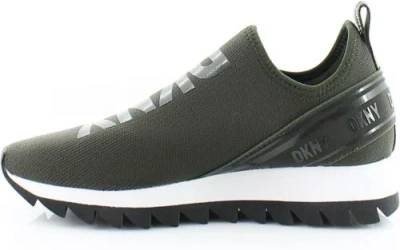 Pre-owned Dkny Women's Rubber Sole Knit Low-top Sneaker In Military