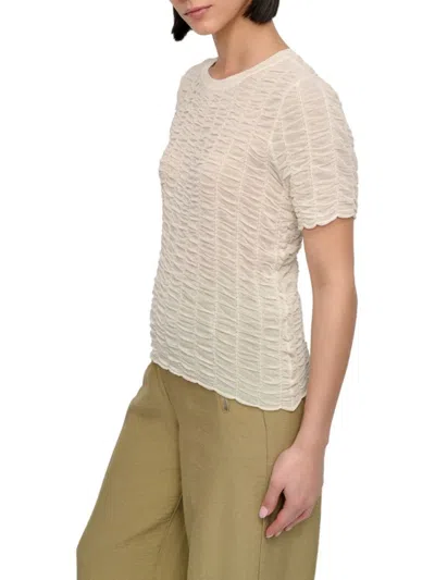 DKNY WOMEN'S RUCHED SCALLOPED HEM TOP