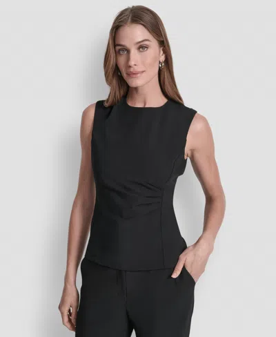 Dkny Women's Ruched Side Structured Sleeveless Top In Black