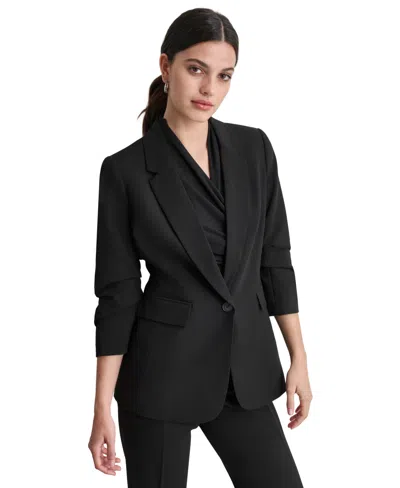 DKNY WOMEN'S RUCHED-SLEEVE ONE-BUTTON BLAZER