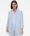 Dkny Women's Ruched-sleeve Open-front Blazer In Skyway